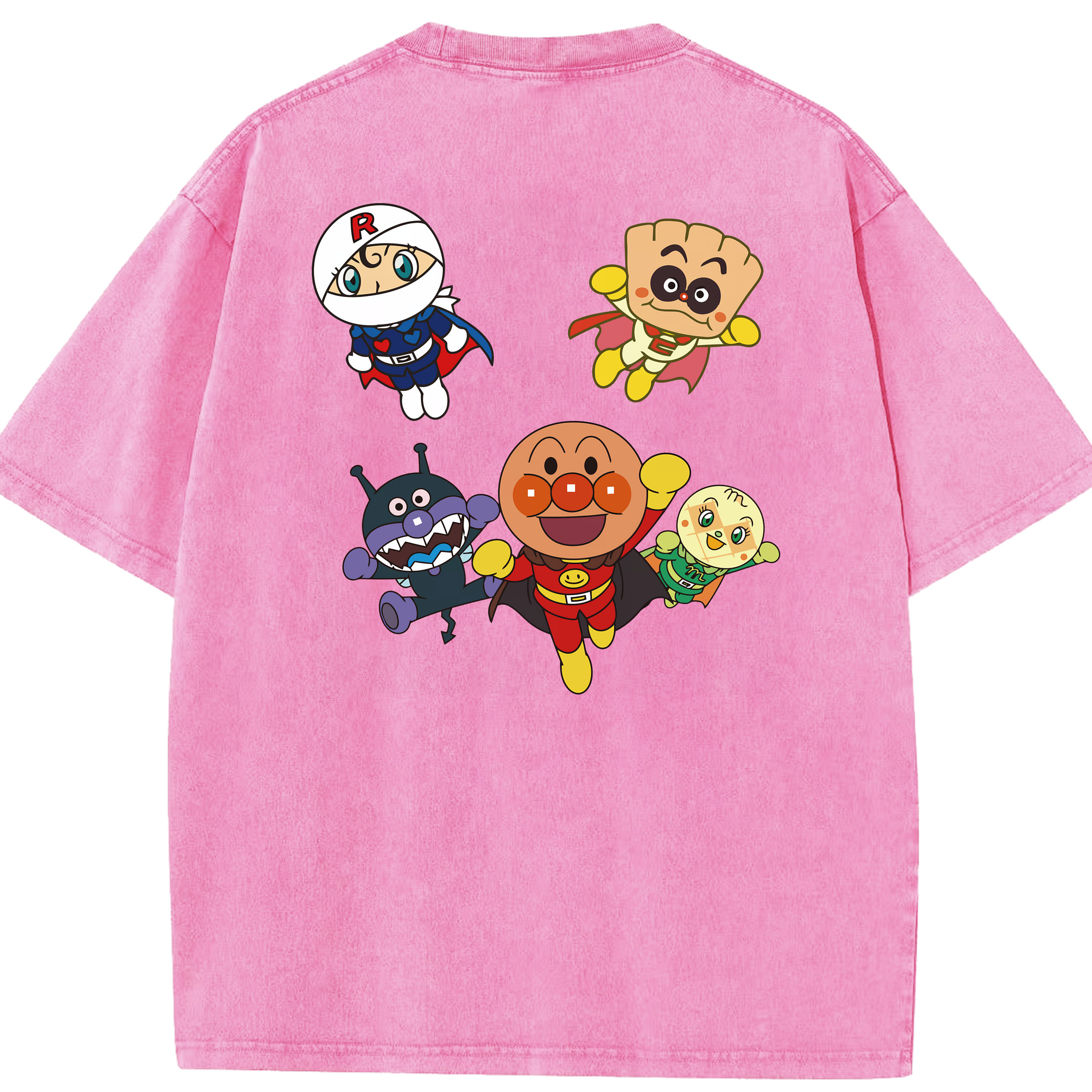 （画像用） アンパンマン Anpanman 綿100% ヴィンテージ風 半袖Tシャツ（背面プリント）